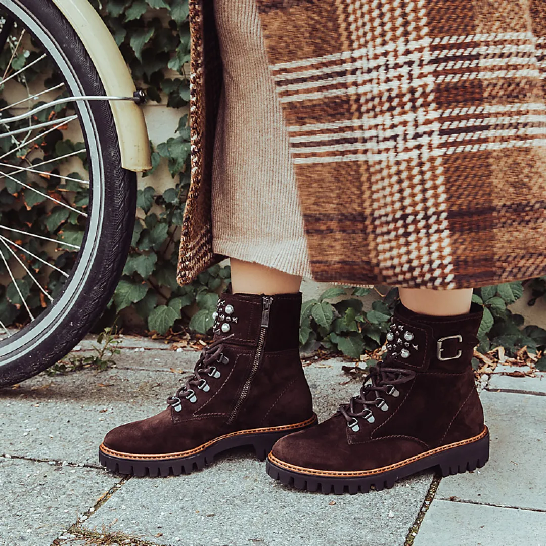 Paul Green Detail lace up ankle boot Brown