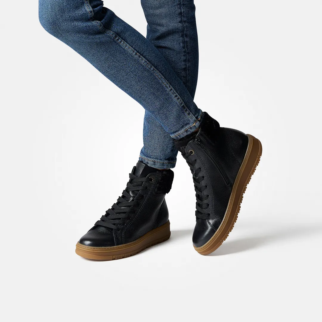 Paul Green Hightop-Pauls with RELAX-WIDTH and removable footbed Black New