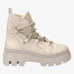 Paul Green Lace up bootie with lambskin lining Beige New
