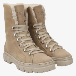 Paul Green Lace up bootie with merino warm lining Beige Hot