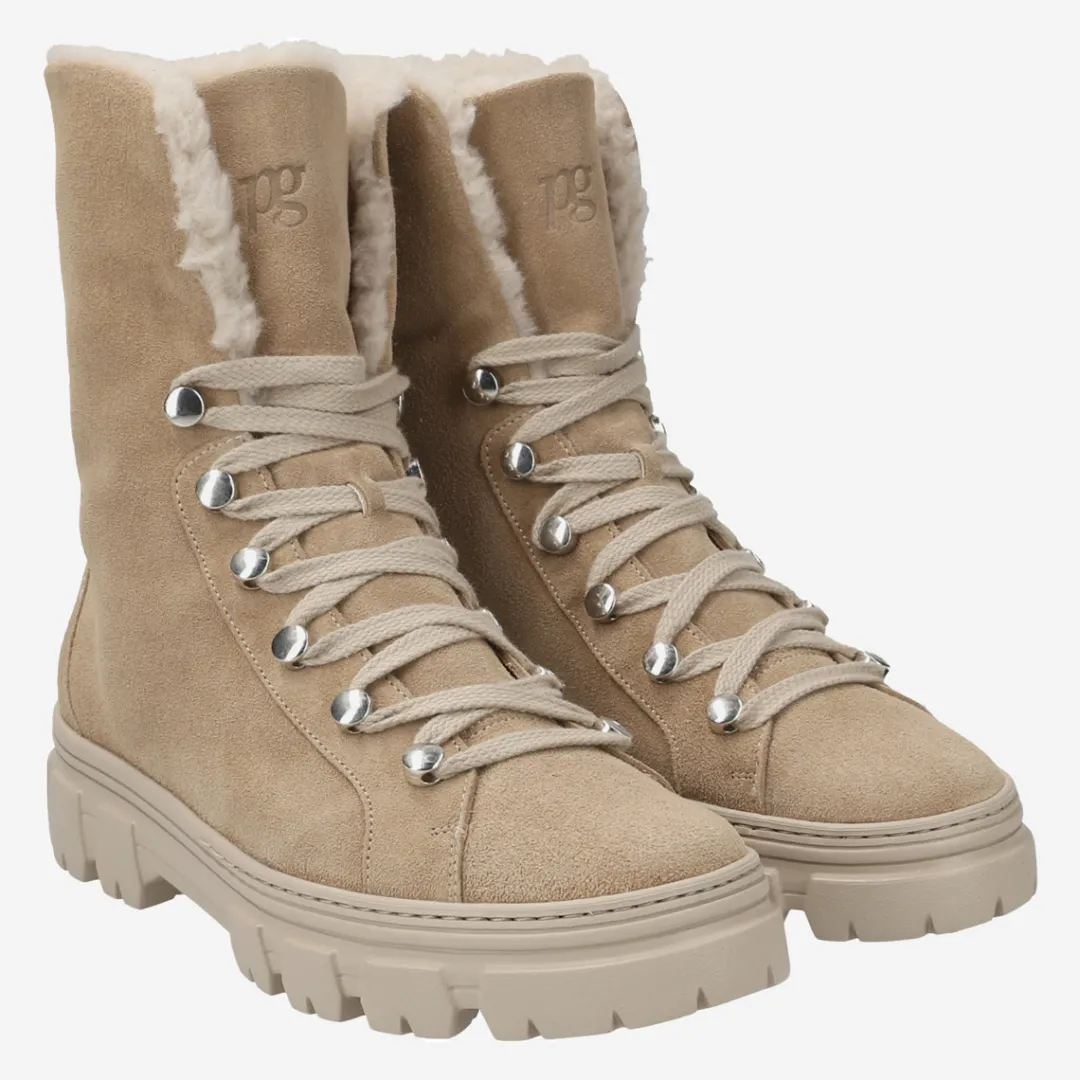 Paul Green Lace up bootie with merino warm lining Beige Hot