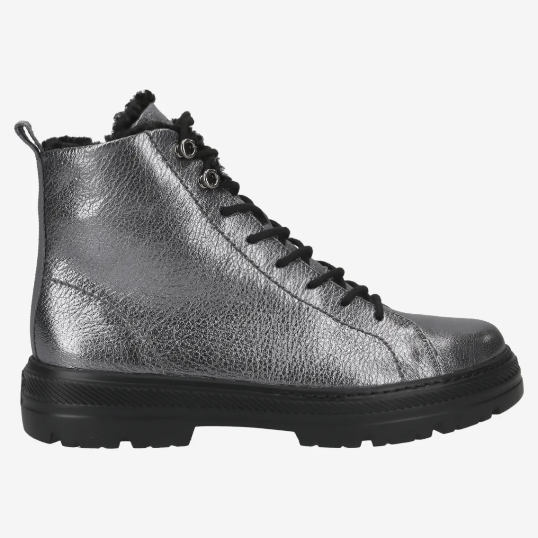 Paul Green Lace-up ankle boot with warm lining Silver Sale