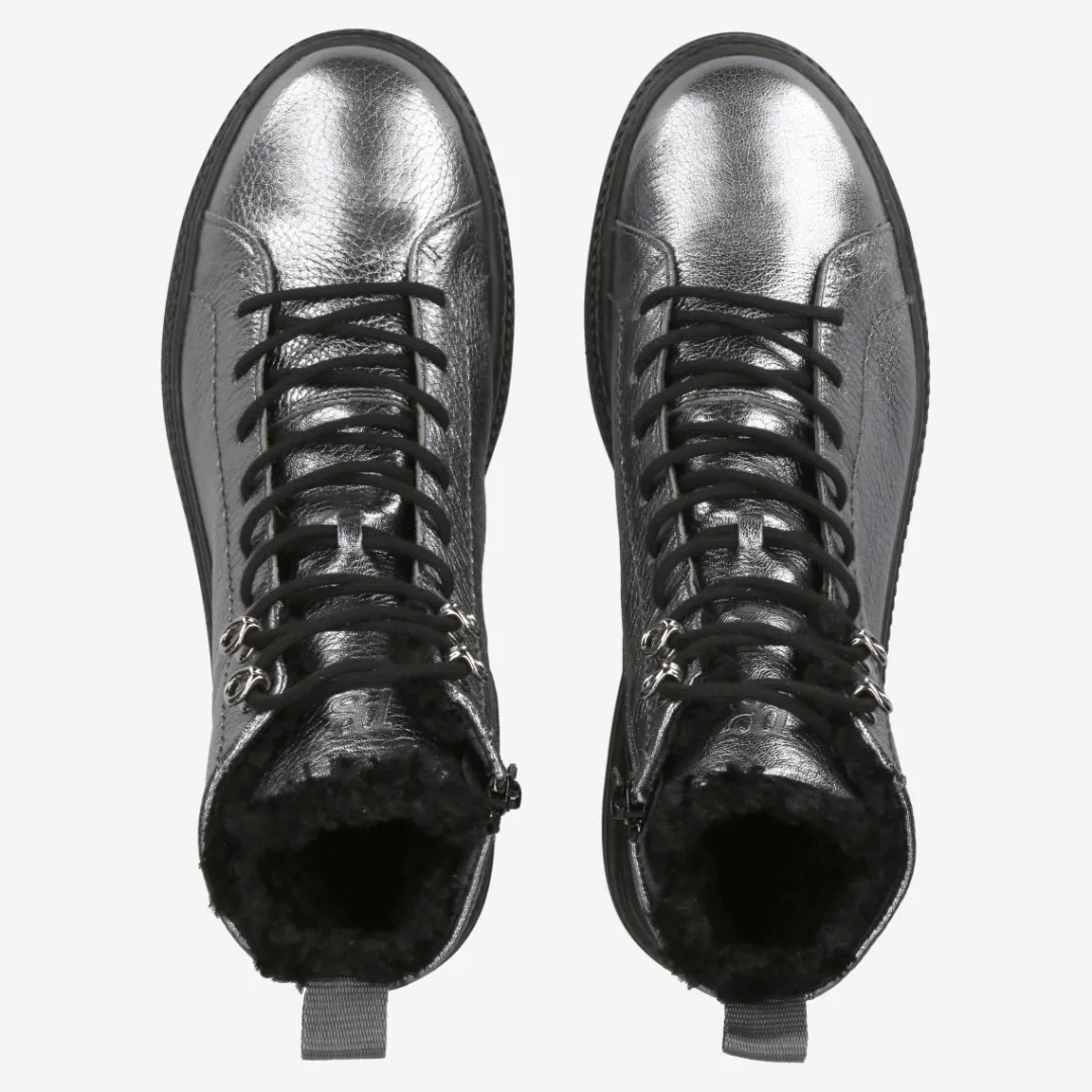 Paul Green Lace-up ankle boot with warm lining Silver Sale