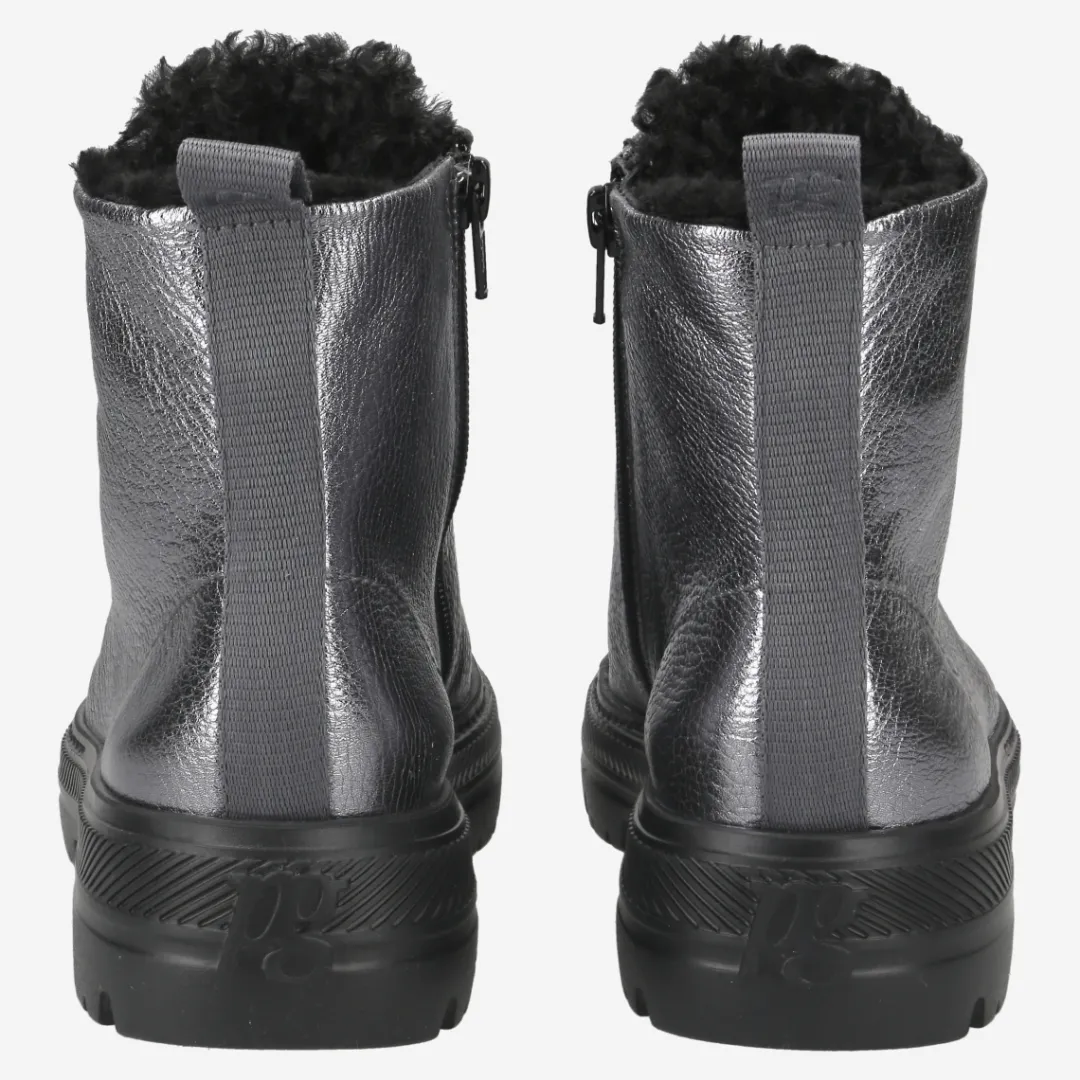 Paul Green Lace-up ankle boot with warm lining Silver Sale