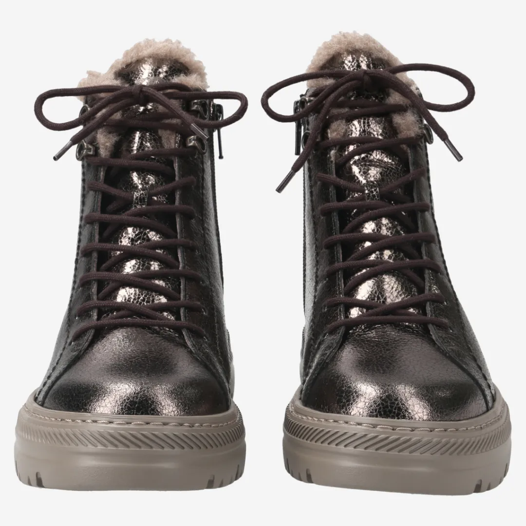 Paul Green Lace-up ankle boot with warm lining Brown, metallic Hot