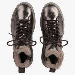 Paul Green Lace-up ankle boot with warm lining Brown, metallic Hot