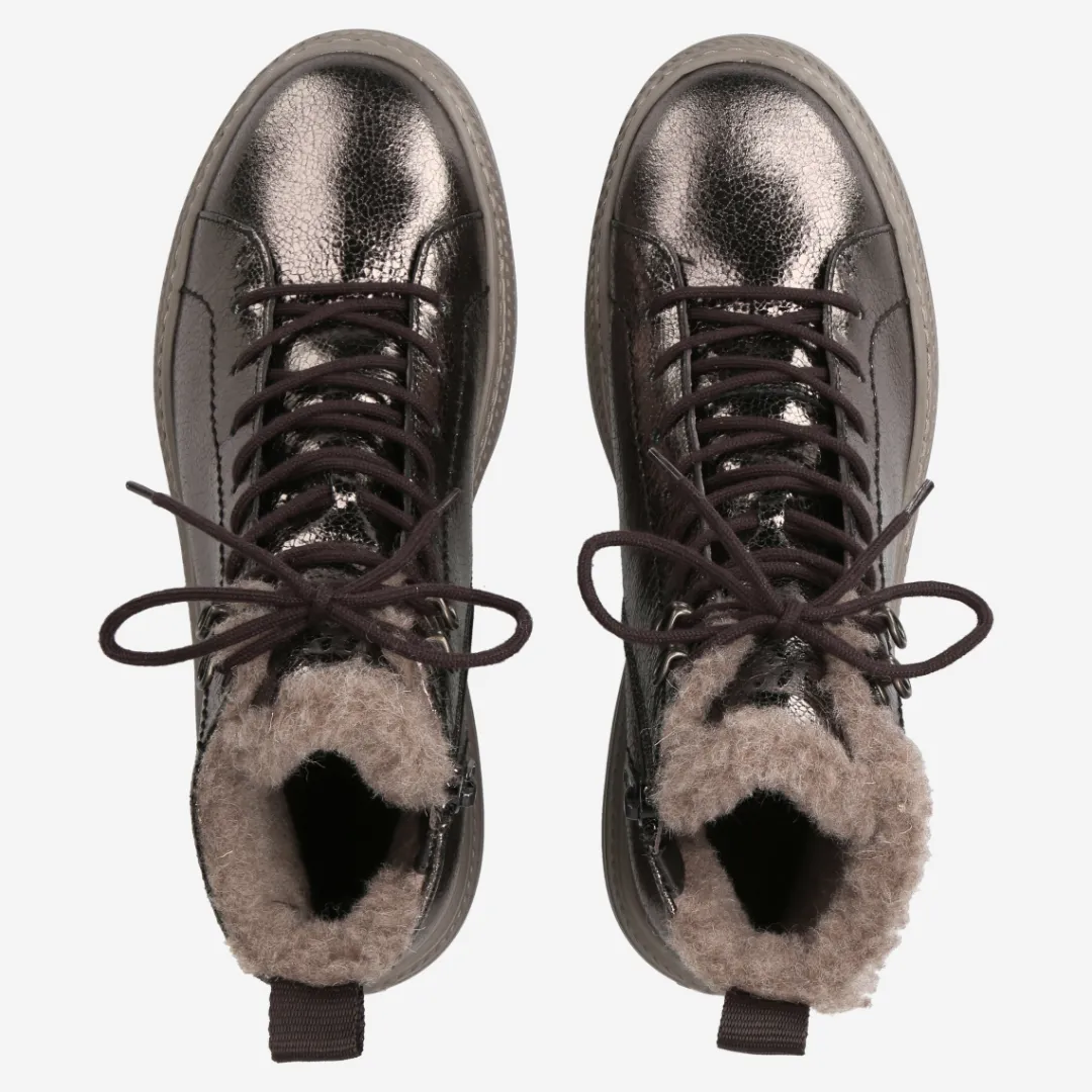 Paul Green Lace-up ankle boot with warm lining Brown, metallic Hot