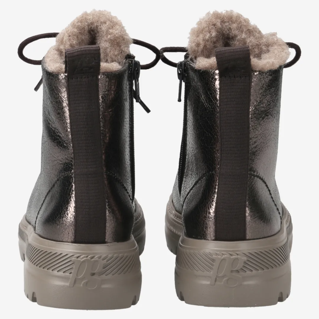 Paul Green Lace-up ankle boot with warm lining Brown, metallic Hot