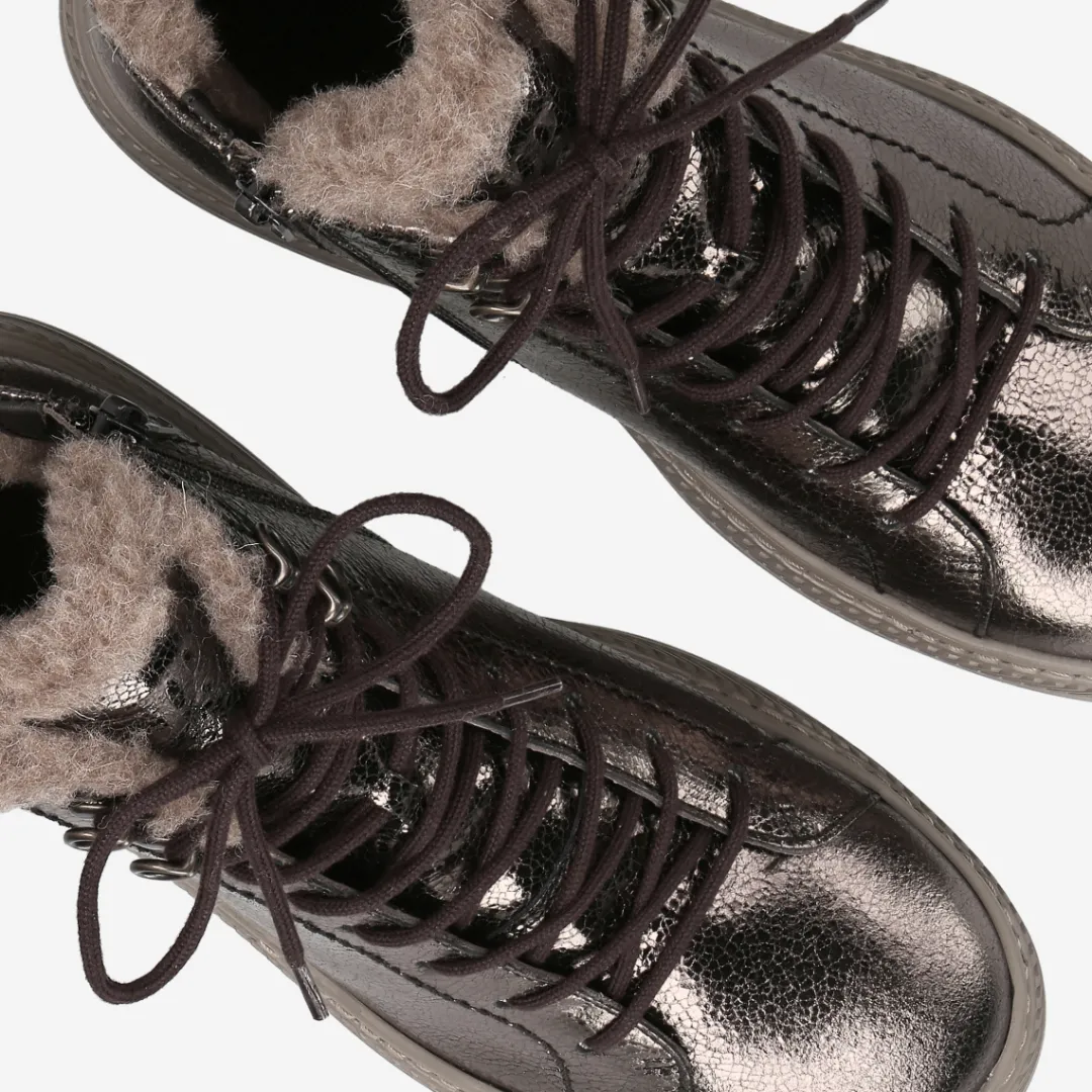 Paul Green Lace-up ankle boot with warm lining Brown, metallic Hot
