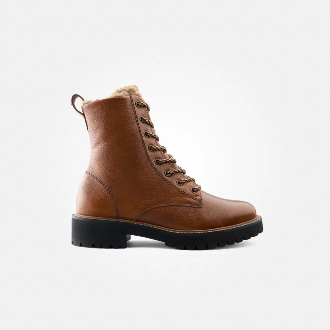 Paul Green Lace-up bootie with warm lining Brown New