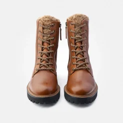 Paul Green Lace-up bootie with warm lining Brown New