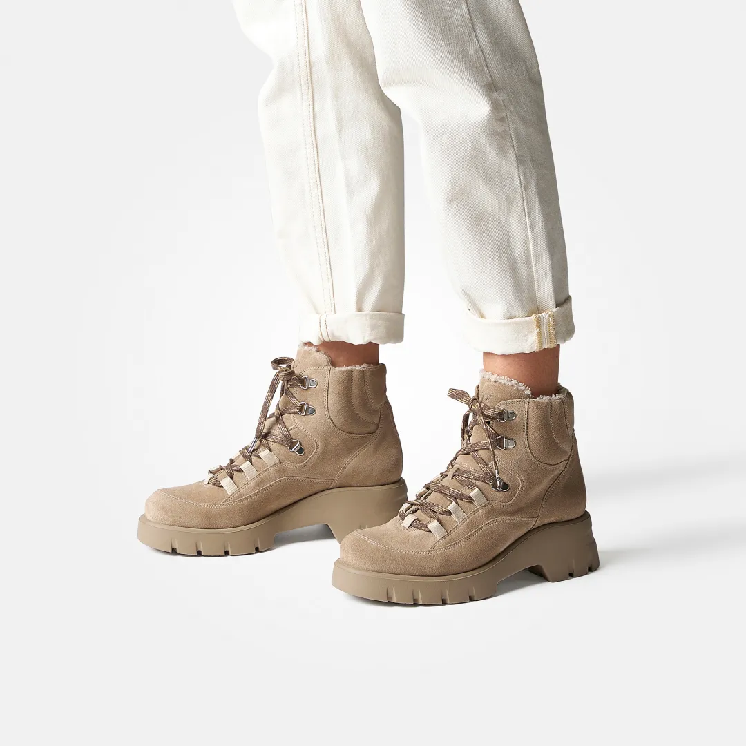 Paul Green Lace-up bootie with warm lining Beige Best