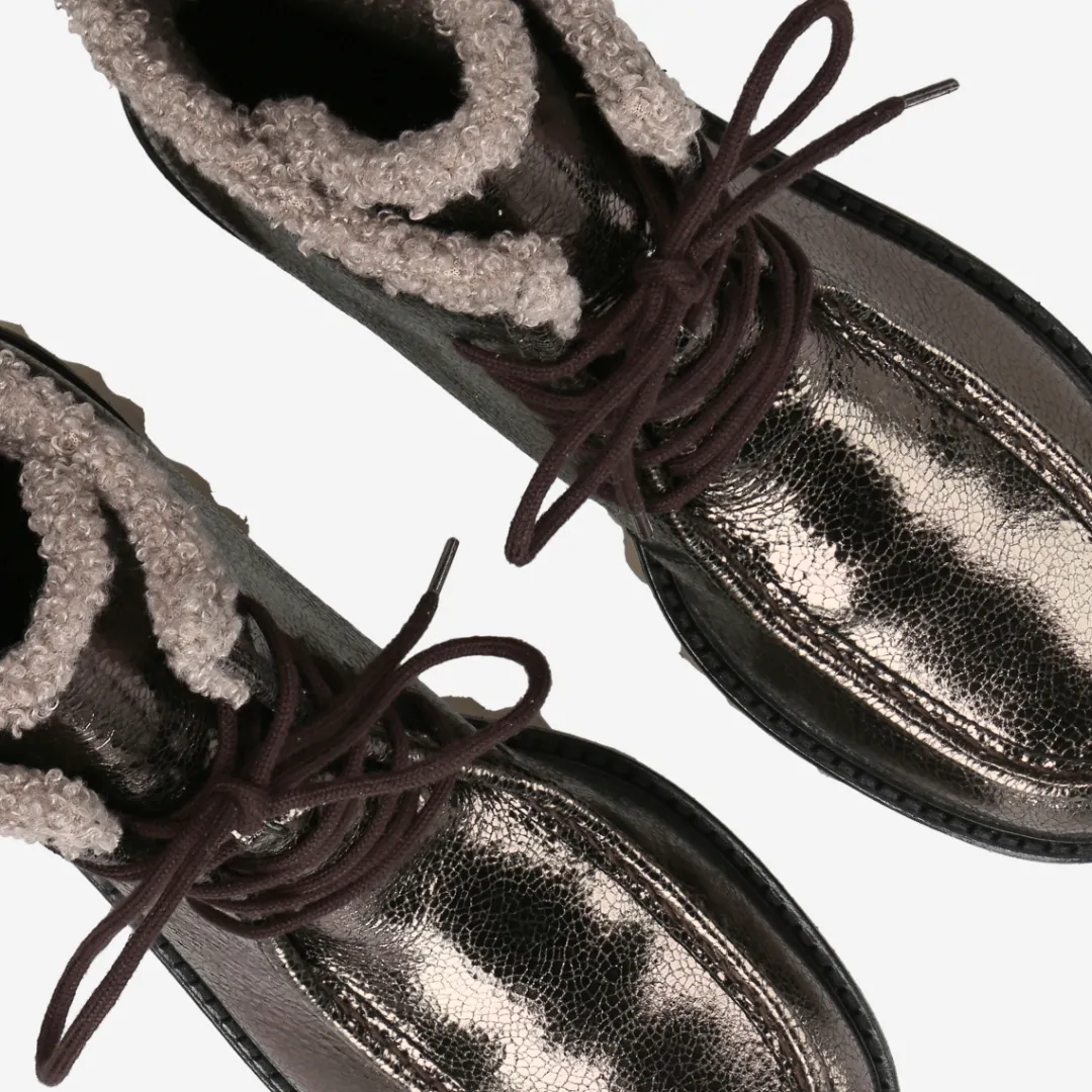 Paul Green Lace-up bootie with warm lining Brown, metallic