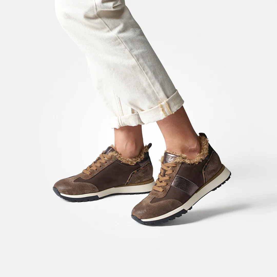 Paul Green Sneaker with removable footbed Brown New